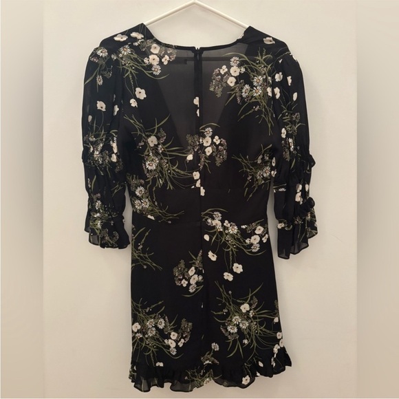 NWOT Reformation Lauralei Black Ruffled Puff Sleeve Veuve Floral Mini Dress 4 XS - Picture 8 of 13
